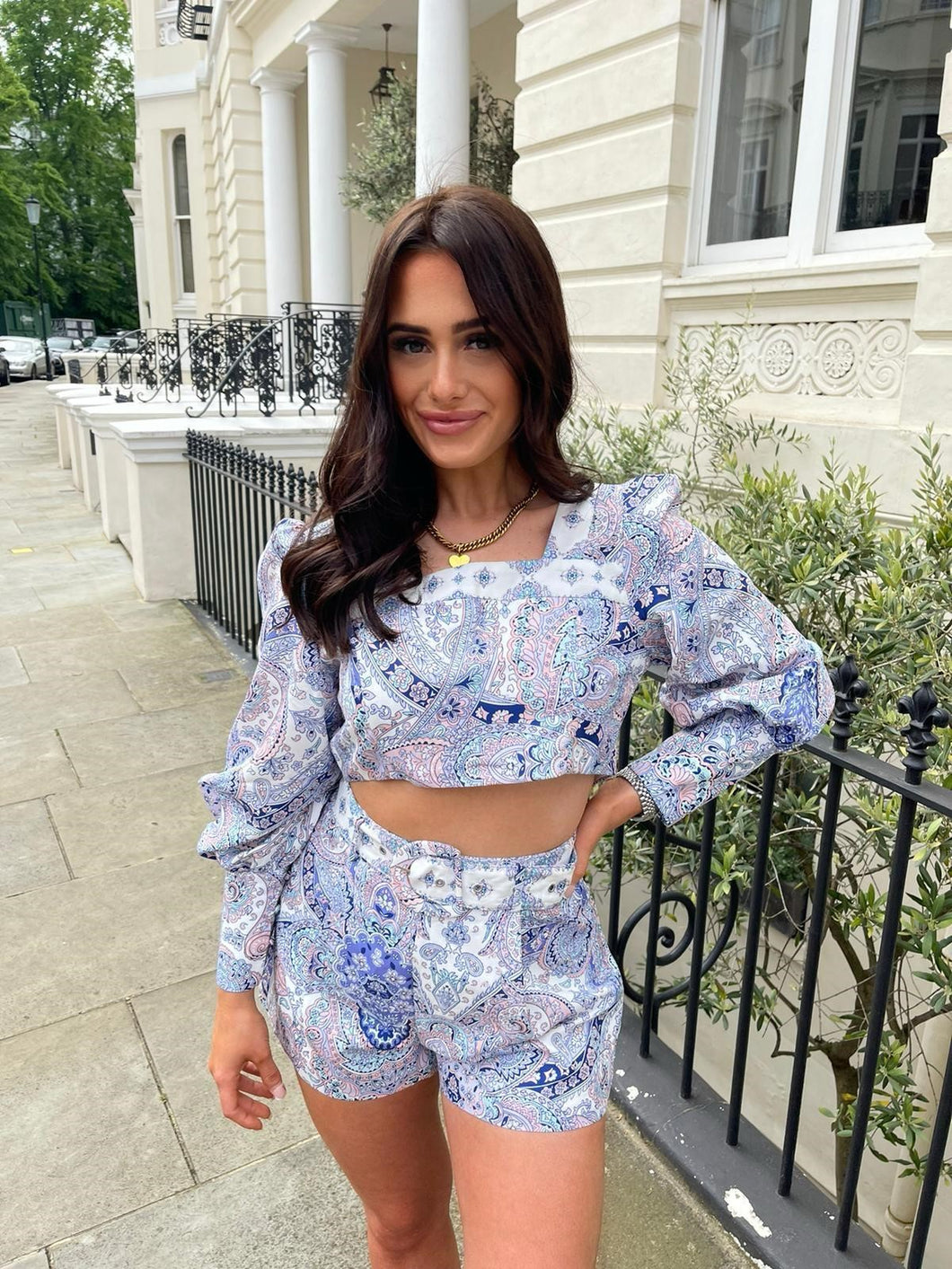 Pia Paisley Print Belted Two Piece